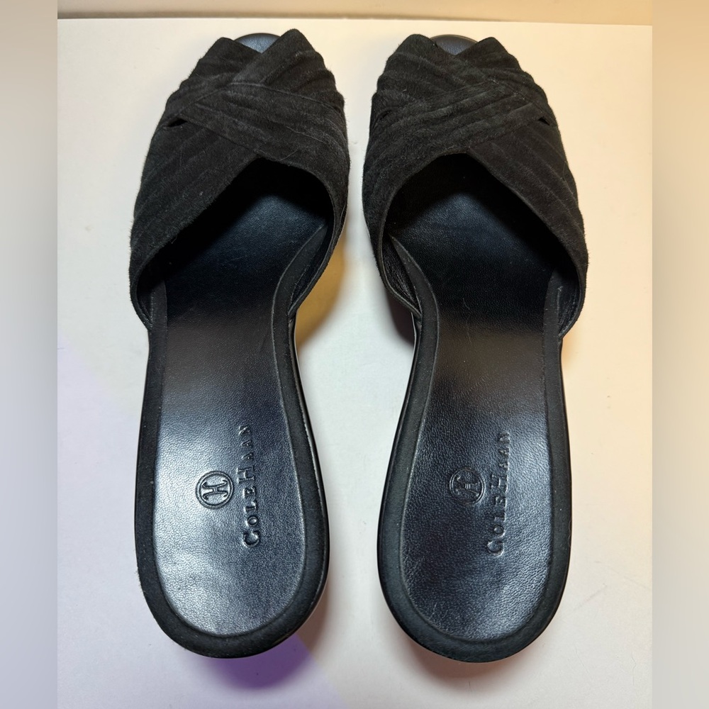 Cole Haan Nike Air Black Wedge Sandals (Heel, Leather Uppers, Round toe) size 8 - Picture 7 of 12